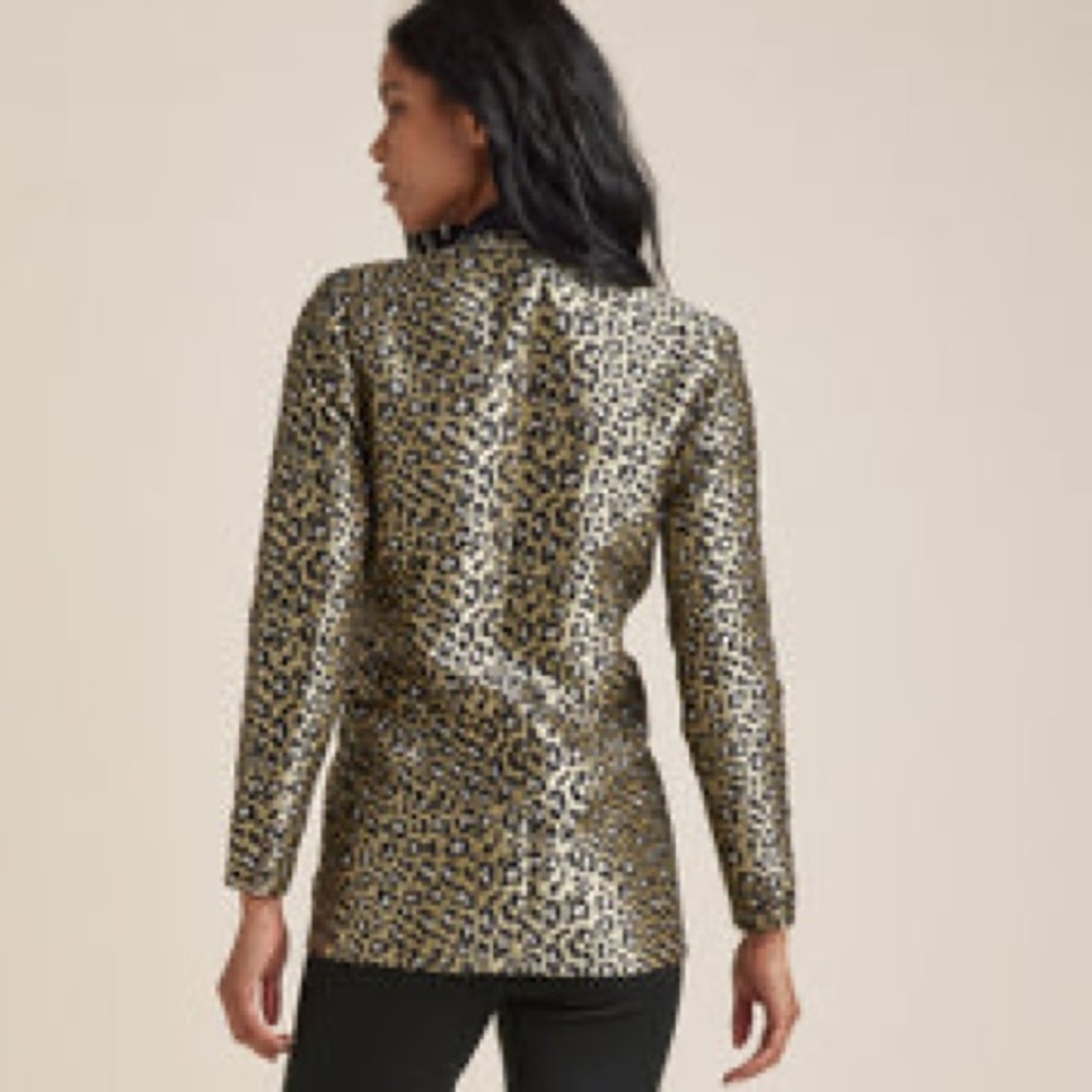 NEW VENUS Leopard Jacquard Blazer COLOR Black & Gold - Picture 7 of 12